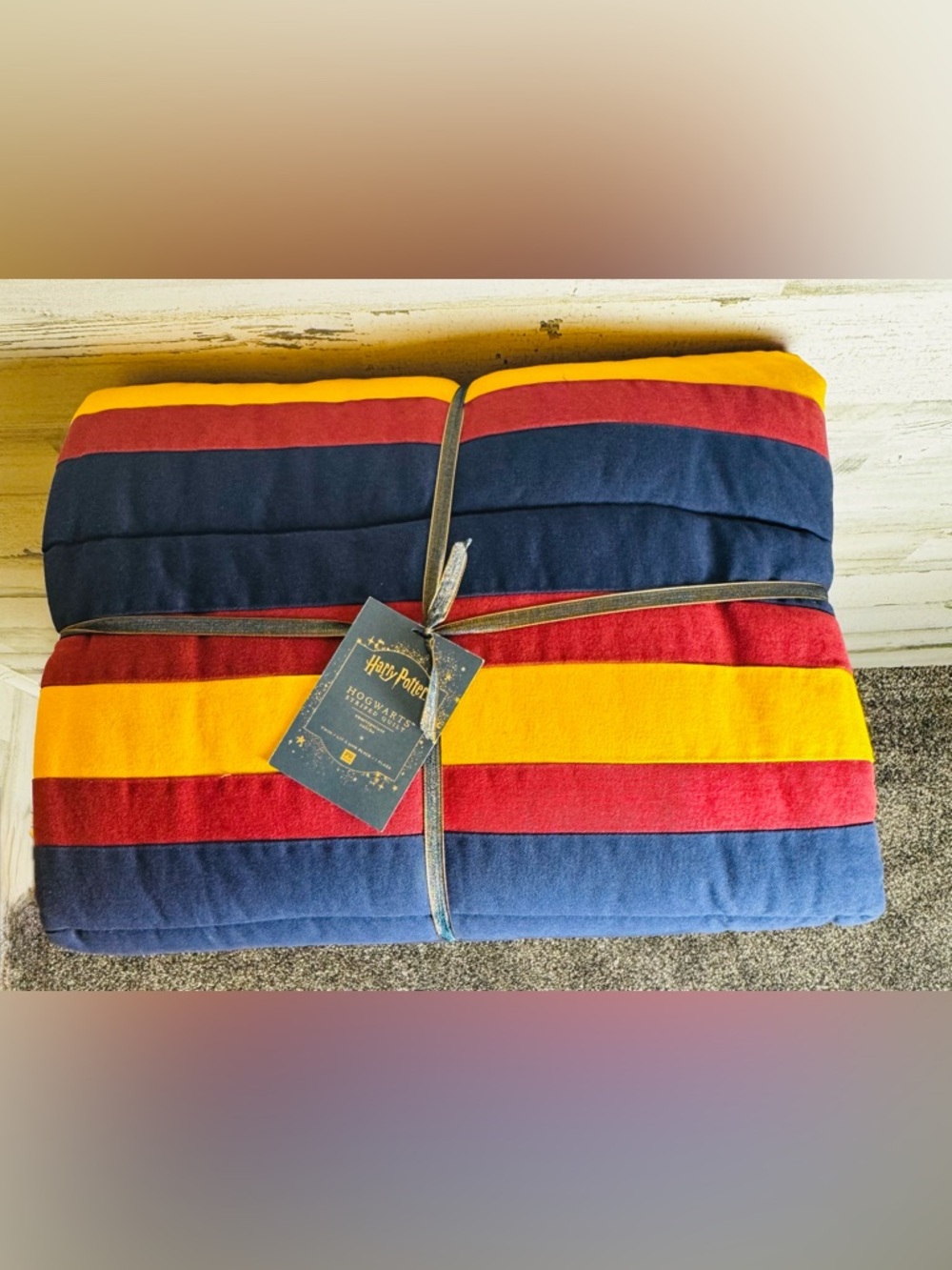 VHarry Potter Hogwarts Striped Quilt Twin Pottery Barn Teen New w/ Tags!